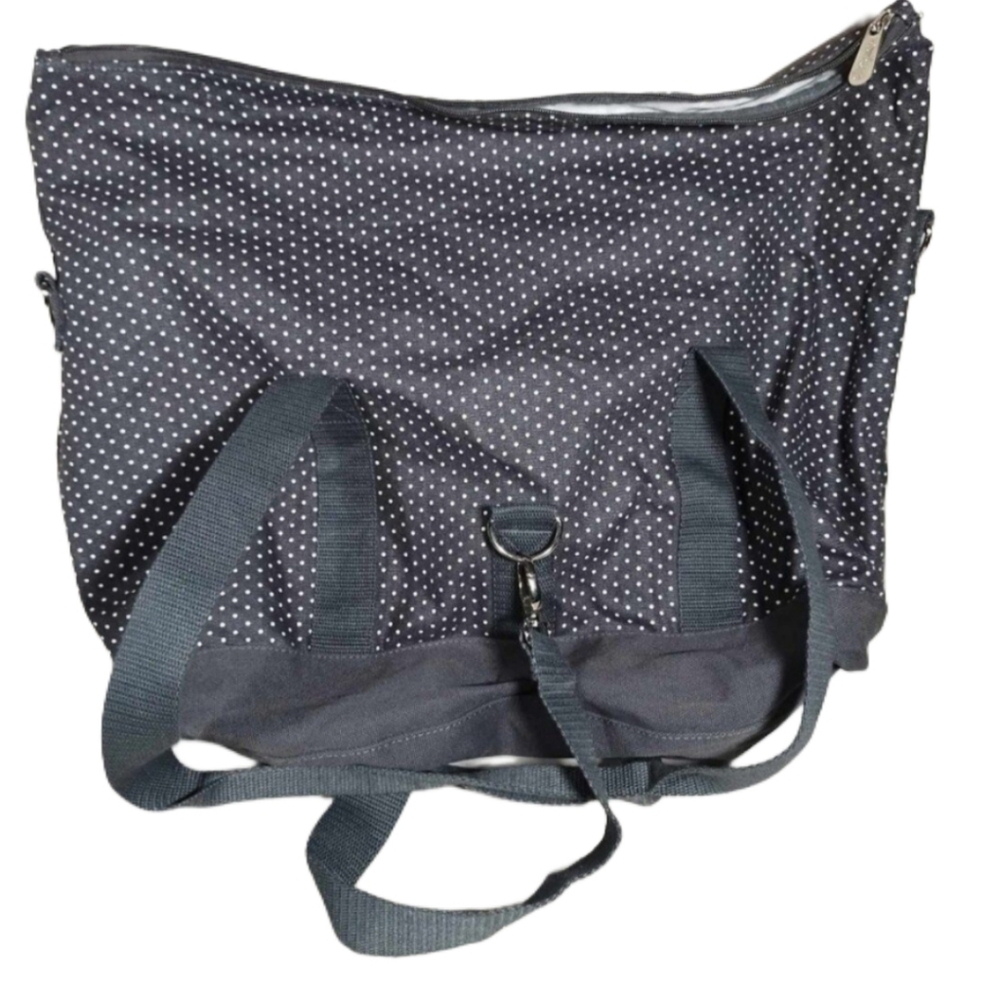 100% cotton thirty one fold over weekender charcoal city‎ swiss dot